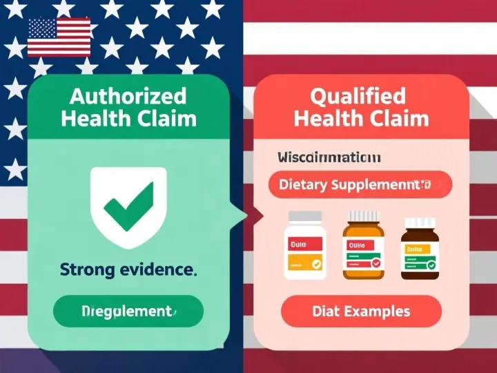 Illustration of authorized and qualified health claims