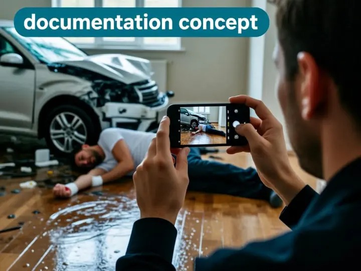 Documenting slip and fall accident scene