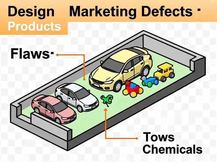 ypes of product defects: design, manufacturing, marketing