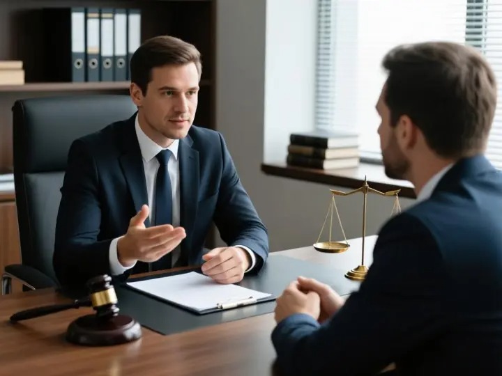 Lawyer explaining compensation to an employee